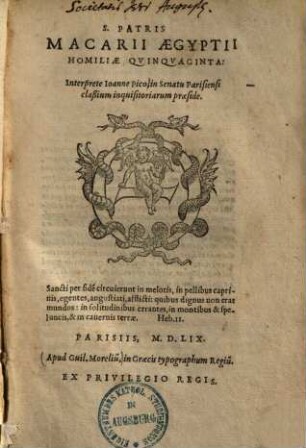 S. Patris Macarii Aegyptii homiliae quinquaginta