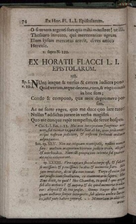 Ex Horatii Flacci L. I. Epistolarum. - Ex Horatii Flacci L. II. Epistolarum.