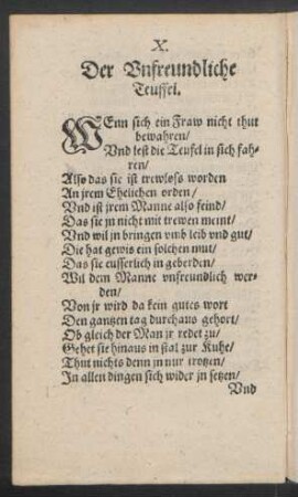 X. Der Unfreundliche Teuffel.