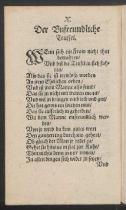 X. Der Unfreundliche Teuffel.