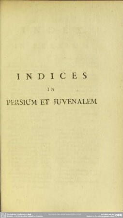 Indices In Persium Et Juvenalem