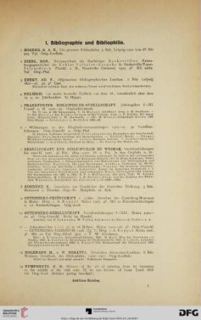 I. Bibliographie und Bibliophilie (Nr. 1-18)