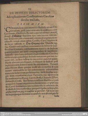 De Indiciis Delictorum: Ad explicationem Constitutionis Carolinae directa tractatio