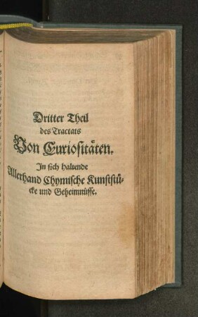 Dritter Theil des Tractats Von Curiositäten.