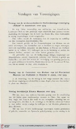 Verslagen van Vereenigingen