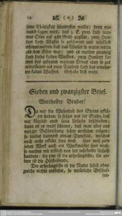 Sieben und zwanzigster Brief