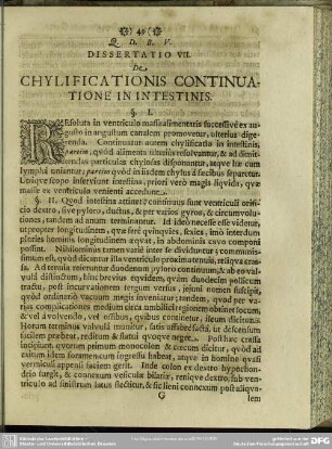 Dissertatio VII. Chylificationis Continuatione In Intestinis