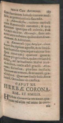 Caput XII. Herbae Coronariae, Et Similes.