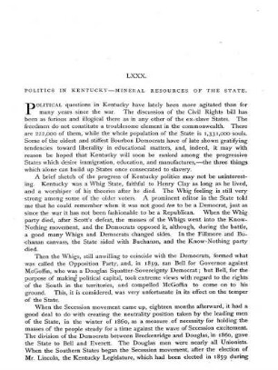 Politics in Kentucky - Mineral Resources of the State