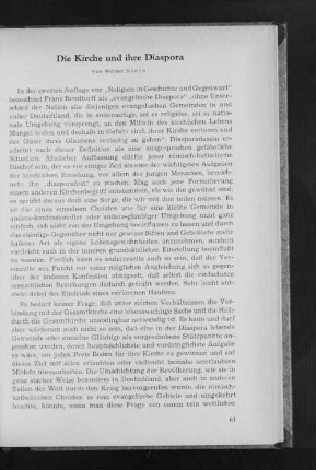 Die Kirche und ihre Diaspora