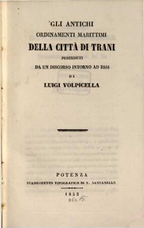 Gli antichi ordinamenti marittimi della città di Trani