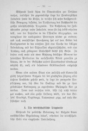 I. Die wirtschaftliche Tragweite