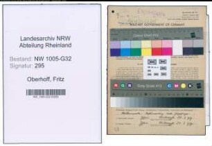 Entnazifizierung Fritz Oberhoff , geb. 27.01.1904 (Angestellter)
