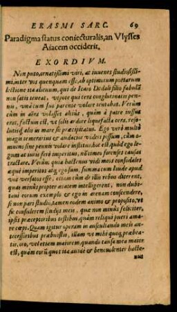 Paradigma status coniecturalis, an Ulysses Aiacem occiderit.