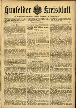 Ausgabe vom Samstag, den 11. Januar 1913.