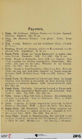 Fayence (Nr. 1-19)
