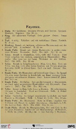 Fayence (Nr. 1-19)