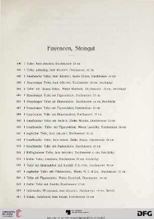 Fayencen, Steingut (Nr. 500-564)
