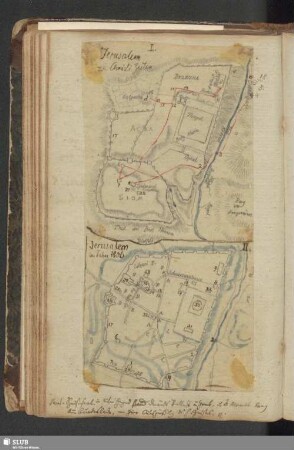 gezeichnete Karte Jerusalem