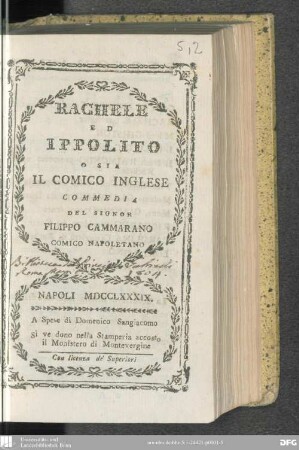 Rachele ed Ippolito o sia il comico inglese
