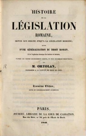 Histoire de la législation romaine