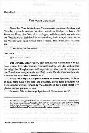 Verbvalenz ohne Verb?