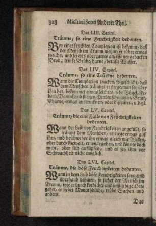 Das LV. Capitel. Träume, die eine Fülle von Feuchtigkeiten bedeuten.
