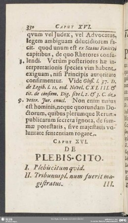 Caput XVI. De Plebis-Cito