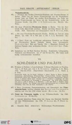 VII. Schlösser und Paläste (Nr. 476-577)