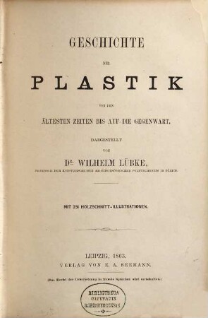 Geschichte der Plastik von den ältesten Zeiten bis auf die Gegenwart : mit 231 Holzschnitt-Illustrationen