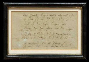 Gedicht "Des Himmels Segen bleibt auch nicht aus ..." an ein Geschwister von Friderike Roberts, Berlin 23. März 1831, zwei Seiten, 11,5 cm hoch x 16,5 cm breit, in Glasrahmen