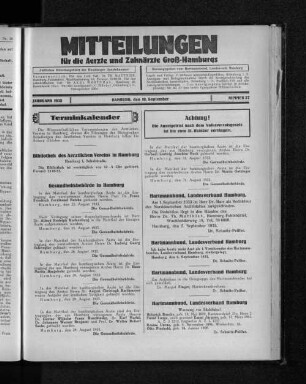 Jahrgang 1933, Hamburg, den 10. September, Nummer 37