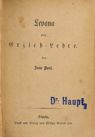 Levana oder Erzieh-Lehre