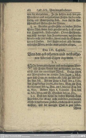 Das LVI. Capitel. Von den gebothenen und verbothenen Aderlaß-Tägen ungemein
