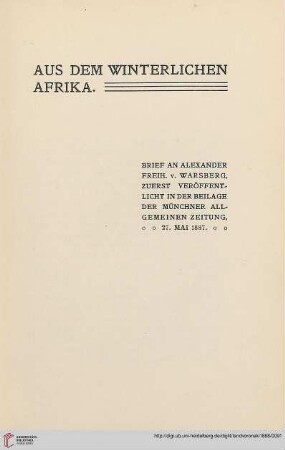 Aus dem winterlichen Afrika