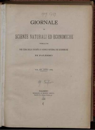19: Giornale di scienze naturali ed economiche
