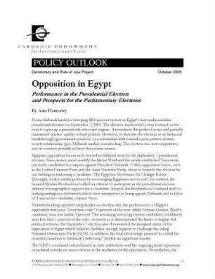 Opposition in Egypt: performance in the presidential election and prospects for the parliamentary elections