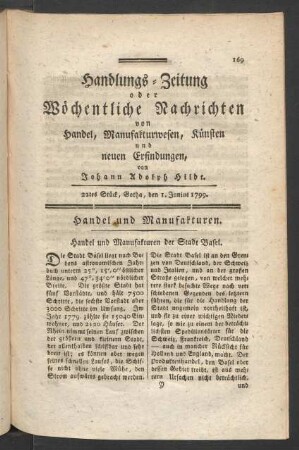 22tes Stück, Gotha, den 1. Junius 1799.