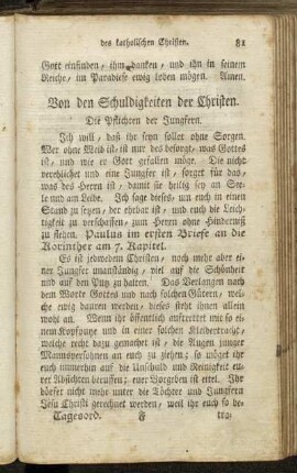 Von den Schuldigkeiten der Christen. - Die Pflichten der Armen.