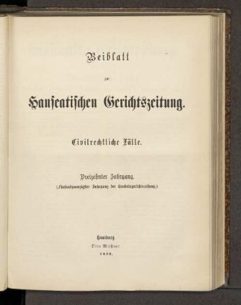 Beiblatt zur Hanseatischen Gerichtszeitung.