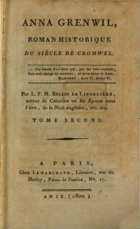 Anna Grenwil : Roman Historique Du Siècle De Cromwel. 2