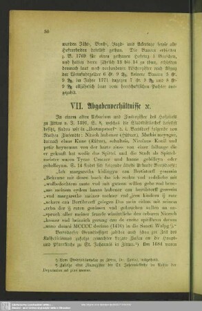 VII. Abgabenverhältnisse [et]c.