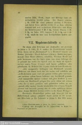 VII. Abgabenverhältnisse [et]c.