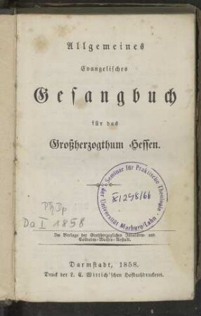 Allgemeines Evangelisches Gesangbuch für das Großherzogthum Hessen