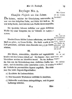 Beylage No. 2. Chemische Versuche mit dem Leimen.