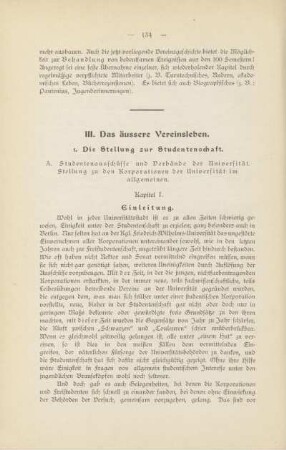 III. Das äussere Vereinsleben