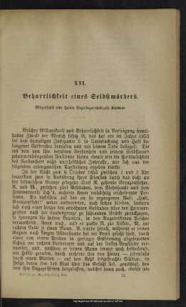 XVI. Beharrlichkeit eines Selbstmörders