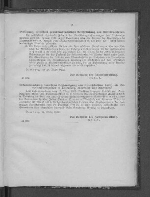 Bekanntmachung, betreffend Beglaubigung von Unterschriften druch die Gemeindevorsitzenden in tatenberg, Moorfleth und Allermöhe.