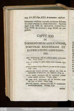 Caput XXI. De Tormentorum Adplicatione, Torturae Repetitione Et Ratificatione Confessionis.