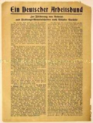 Programmatisches Informationsblatt und Beitrittsaufruf des Deutschen Arbeitsbundes